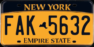 NY license plate FAK5632