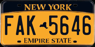 NY license plate FAK5646