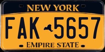 NY license plate FAK5657