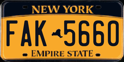 NY license plate FAK5660