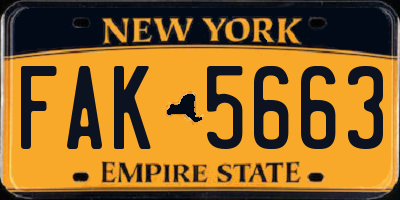 NY license plate FAK5663