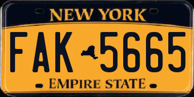 NY license plate FAK5665