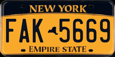 NY license plate FAK5669