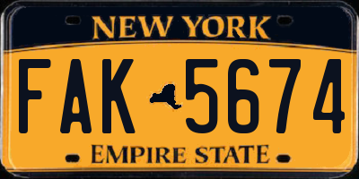 NY license plate FAK5674