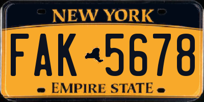 NY license plate FAK5678