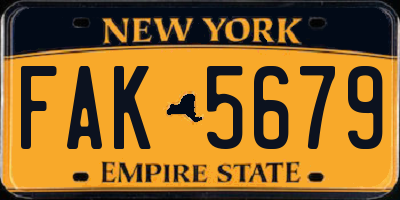 NY license plate FAK5679
