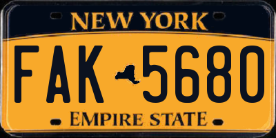 NY license plate FAK5680