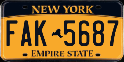 NY license plate FAK5687