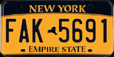 NY license plate FAK5691