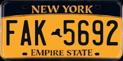 NY license plate FAK5692