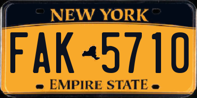 NY license plate FAK5710