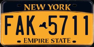 NY license plate FAK5711
