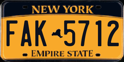 NY license plate FAK5712