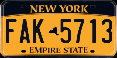 NY license plate FAK5713