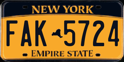 NY license plate FAK5724