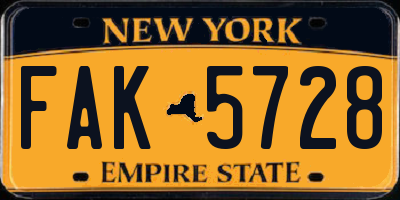 NY license plate FAK5728