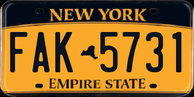 NY license plate FAK5731