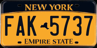 NY license plate FAK5737