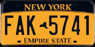 NY license plate FAK5741