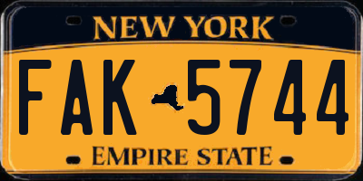 NY license plate FAK5744