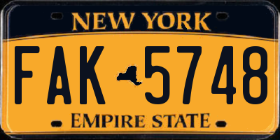 NY license plate FAK5748