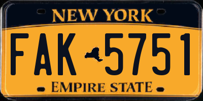 NY license plate FAK5751