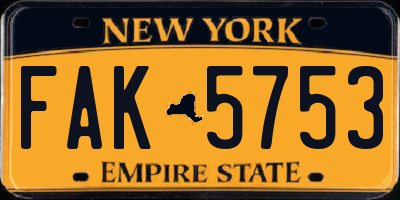 NY license plate FAK5753