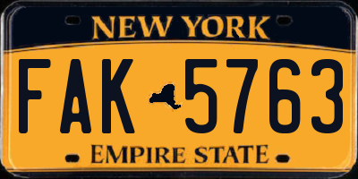 NY license plate FAK5763