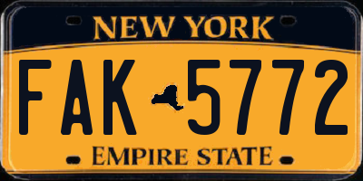NY license plate FAK5772