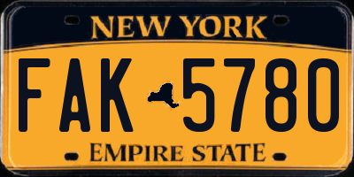 NY license plate FAK5780