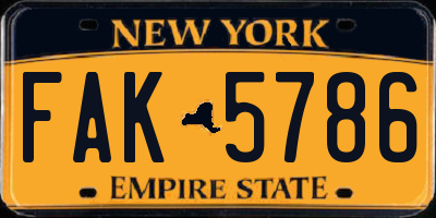 NY license plate FAK5786