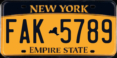 NY license plate FAK5789