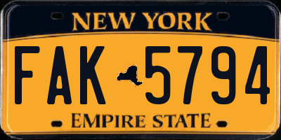 NY license plate FAK5794