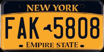 NY license plate FAK5808