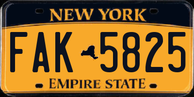 NY license plate FAK5825