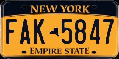 NY license plate FAK5847