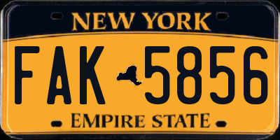 NY license plate FAK5856