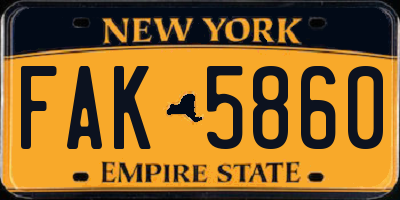 NY license plate FAK5860