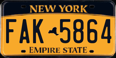 NY license plate FAK5864