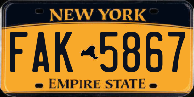 NY license plate FAK5867