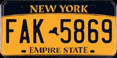 NY license plate FAK5869
