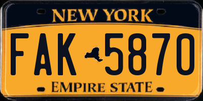 NY license plate FAK5870