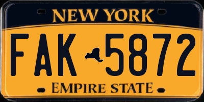 NY license plate FAK5872