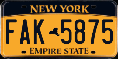 NY license plate FAK5875