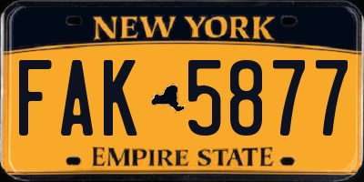 NY license plate FAK5877