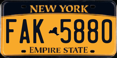 NY license plate FAK5880