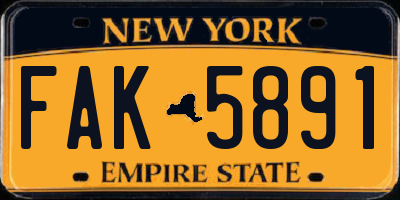 NY license plate FAK5891