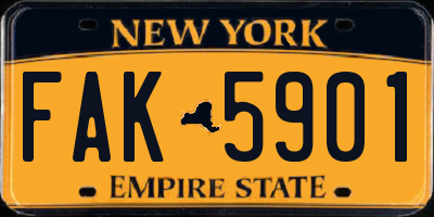 NY license plate FAK5901