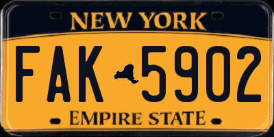 NY license plate FAK5902