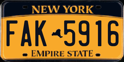 NY license plate FAK5916